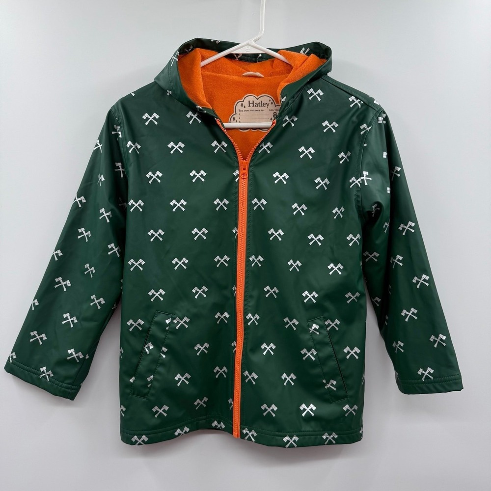 Hatley Boys Rain splash Jacket | Size 8 | green axes